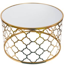 Metal table Berini L, mirror top, golden, D80xH50cm