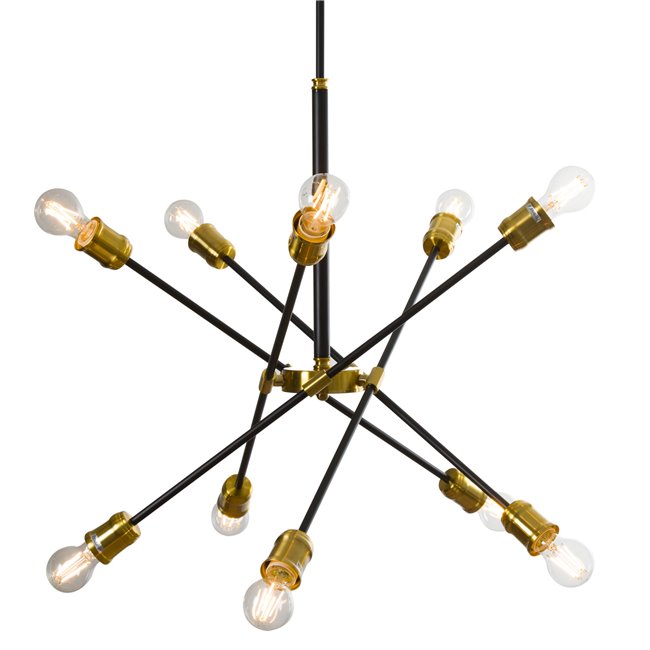 Pendant lamp Raider, black, E27 10x60W(MAX),  H85-140x75cm  