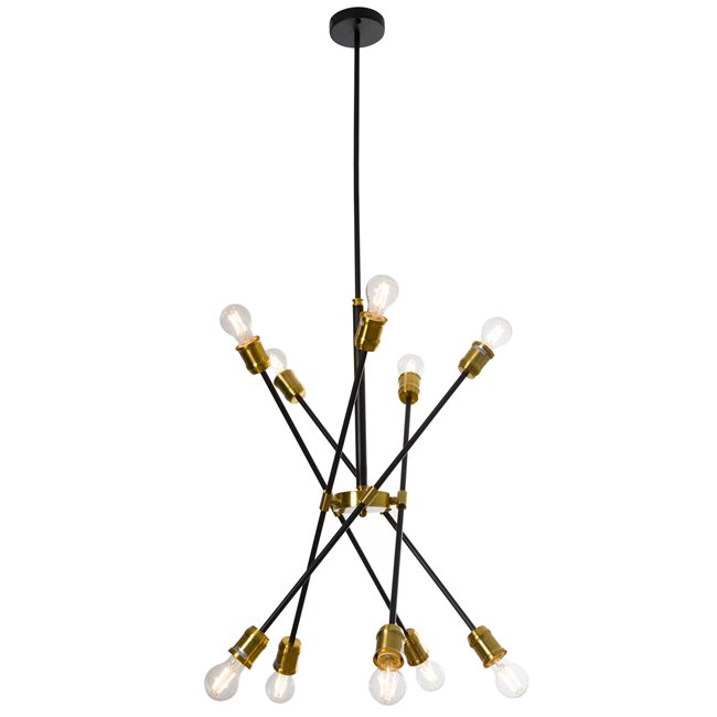 Pendant lamp Raider, black, E27 10x60W(MAX),  H85-140x75cm  