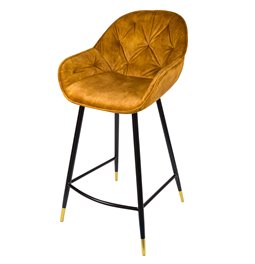 Bar chair Salorino, velvet, golden, H96x46x54cm, seat height 62cm