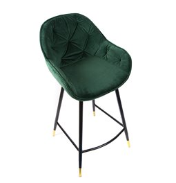 Bar chair Salorino, green, velvet, H96x48x54cm, seat height 62cm