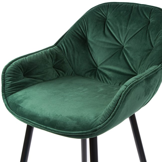 Bar chair Salorino, green, velvet, H96x48x54cm, seat height 62cm