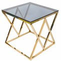 Side table Eden, toned glass/golden, 55x55x55cm