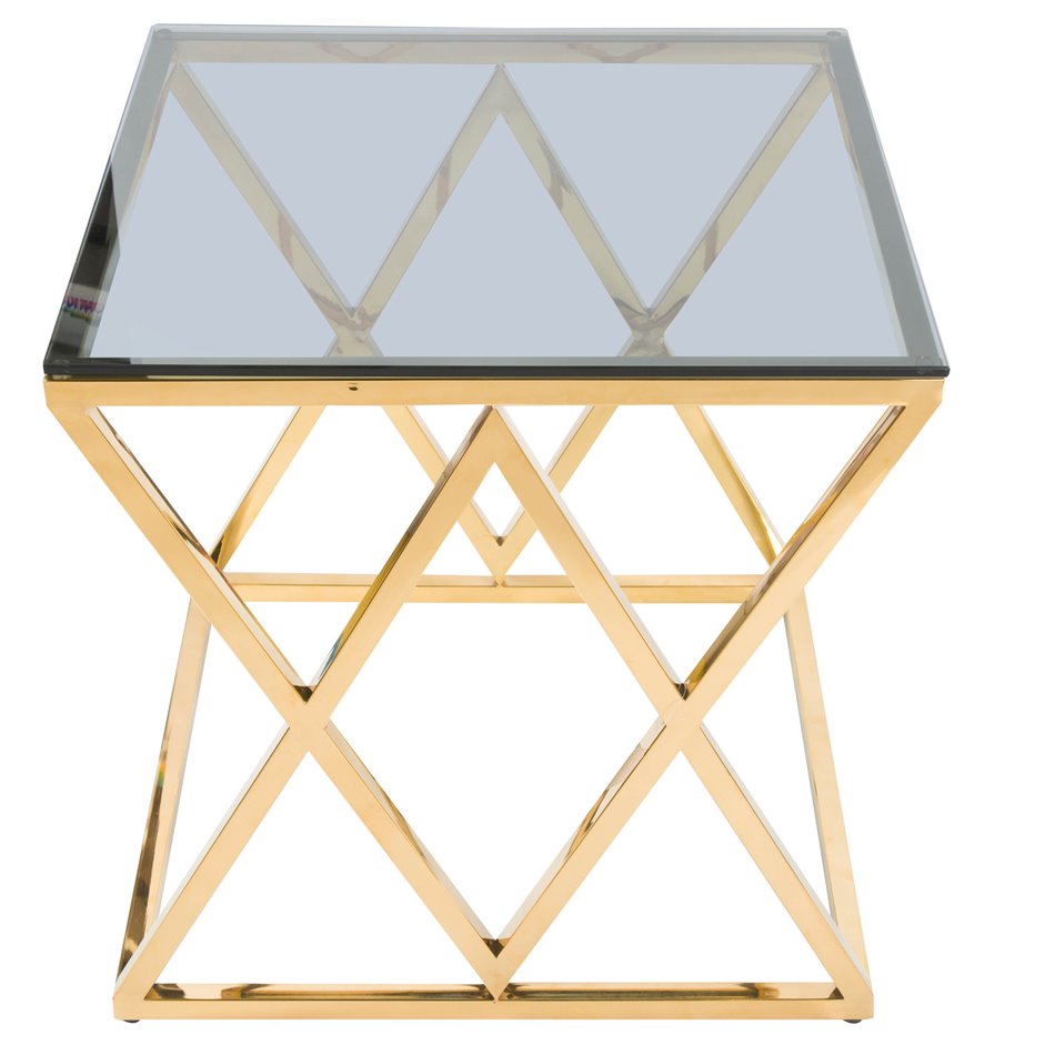 Side table Eden, toned glass/golden, 55x55x55cm