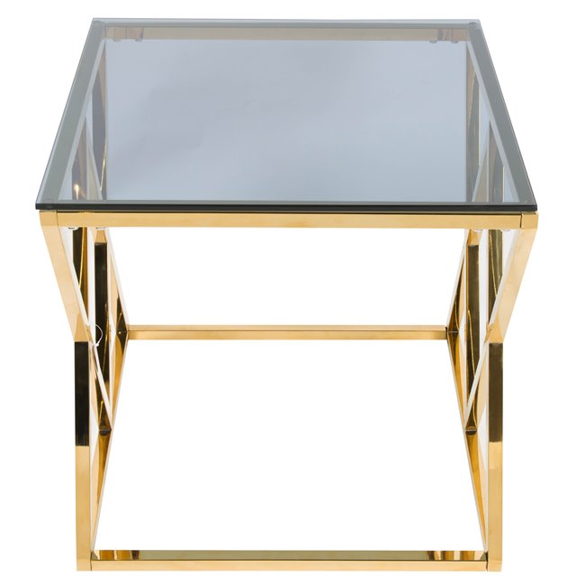 Side table Eden, toned glass/golden, 55x55x55cm