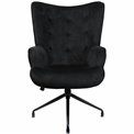 Armchair Dallas, black, velvet, H103x75.5x70cm, seat height 50cm