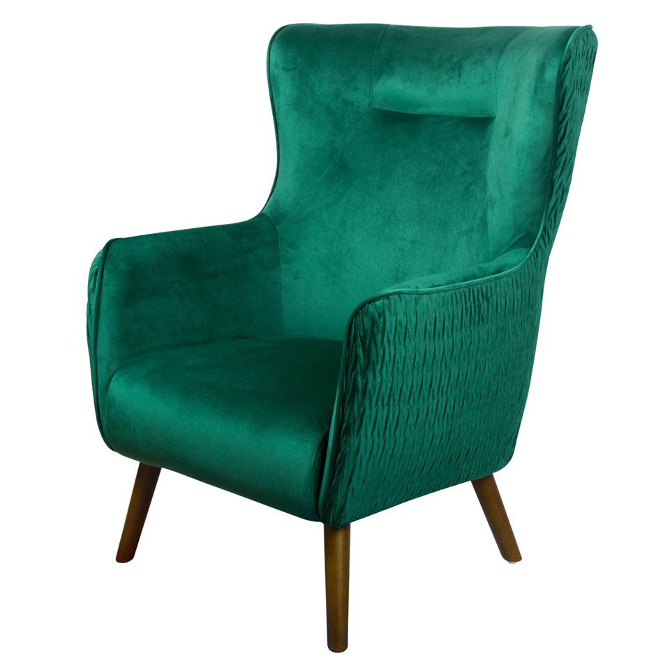 Armchair Dartford, velvet, green, 100x75x83cm, seat height 40cm