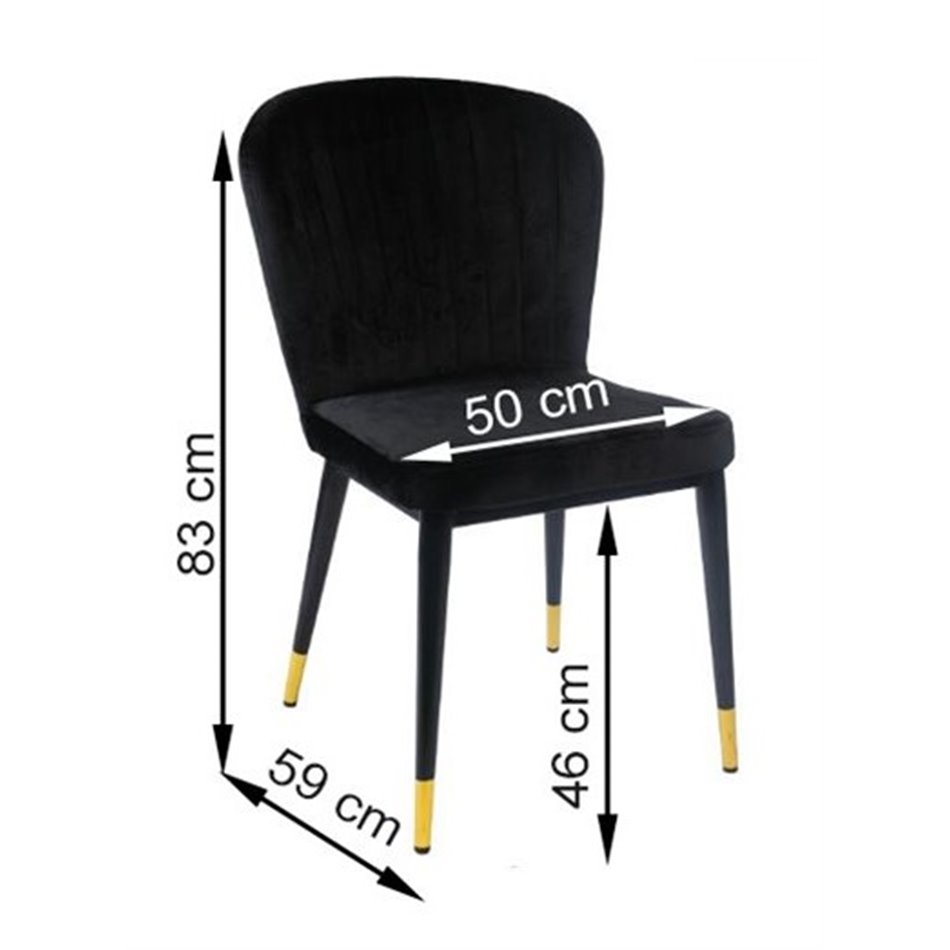 Chair Salem, black, H83x50x59cm, seat height 46cm