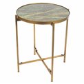 Стол Lizi, латунь под старину/искусственная мраморная поверхность, H51см, D41см