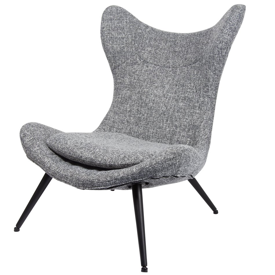 Кресло Zento, серое, H-100x77x90см, высота сиденья 40см