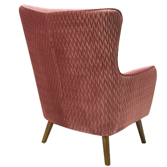 Armchair Dartford, velvet, old rose, H100x75x83cm, seat height 40cm