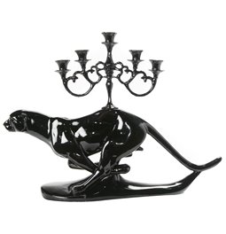 Deco/candle holder  for small candles Leopard, H18.5cm, 25x6.5cm