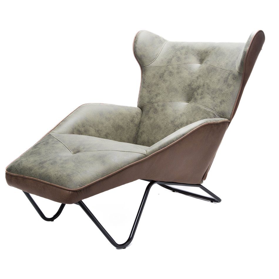 Кресло для отдыха Dandy SK-15, зеленое/коричневое, H91x125x75см, высота сиденья 40см