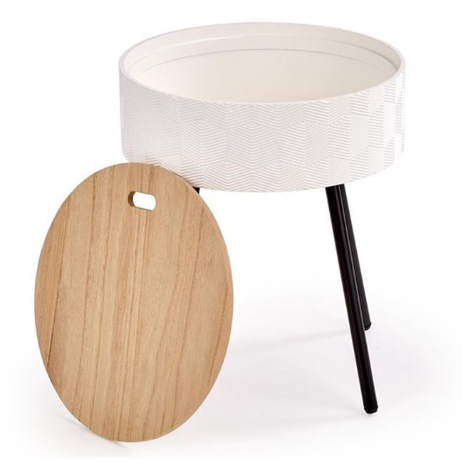 Side table Haura, white, MDF/steel,  D38cm, H45cm