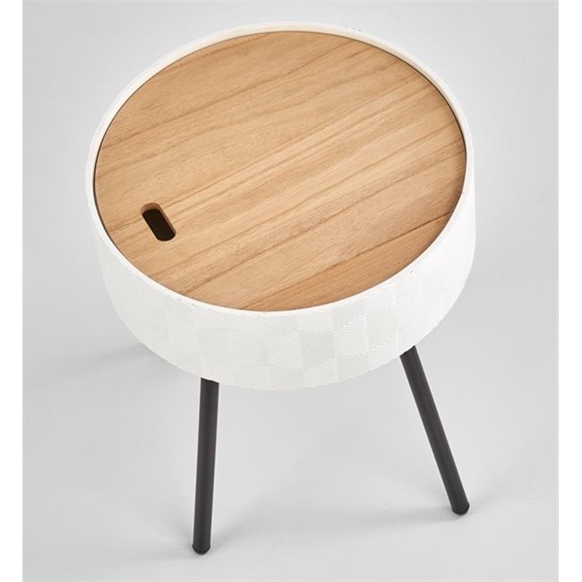 Side table Haura, white, MDF/steel,  D38cm, H45cm