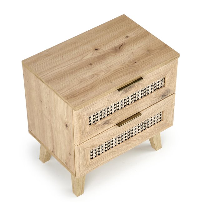 Bedside table Horeno, oak/black color, MDF, H52x50x34cm