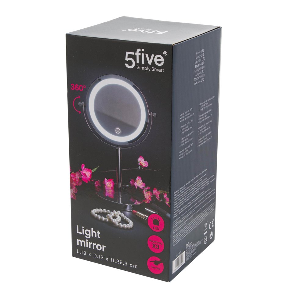 Зеркало на подставке с LED, D19cm