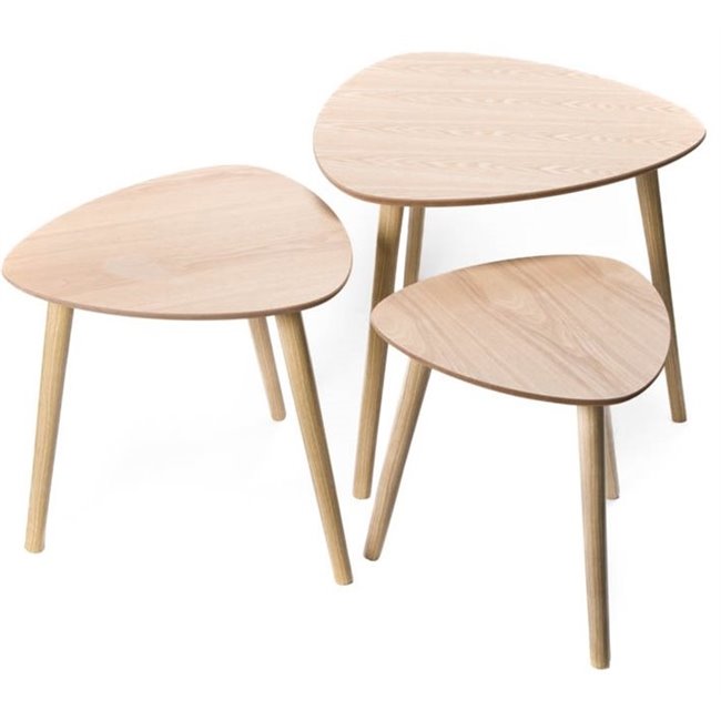 Coffe table set 3 Mileo, 60x60x51cm, 48x48x46cm, 40x40x41cm