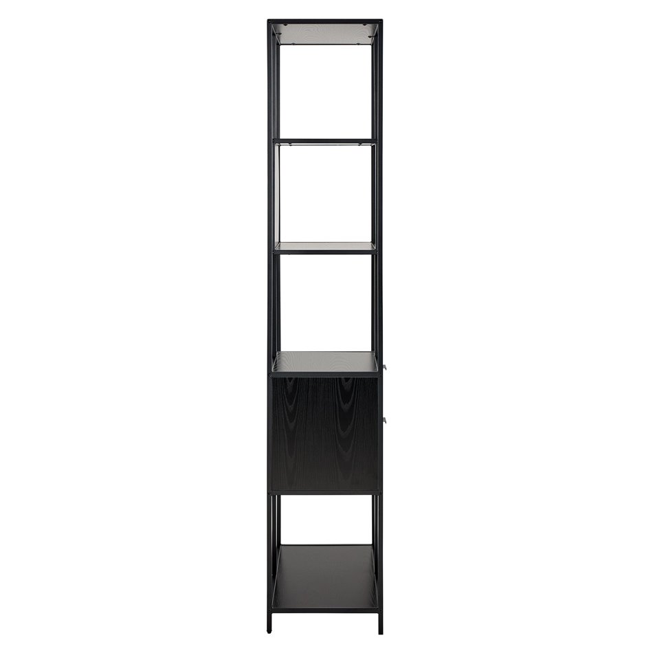 Bookcase Seaford, black, H185x77x35cm 