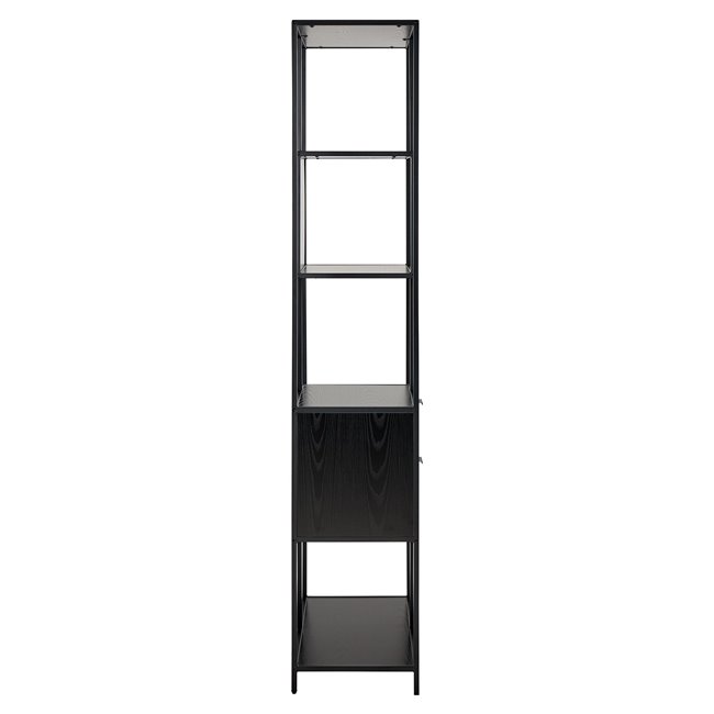 Bookcase Seaford, black, H185x77x35cm 