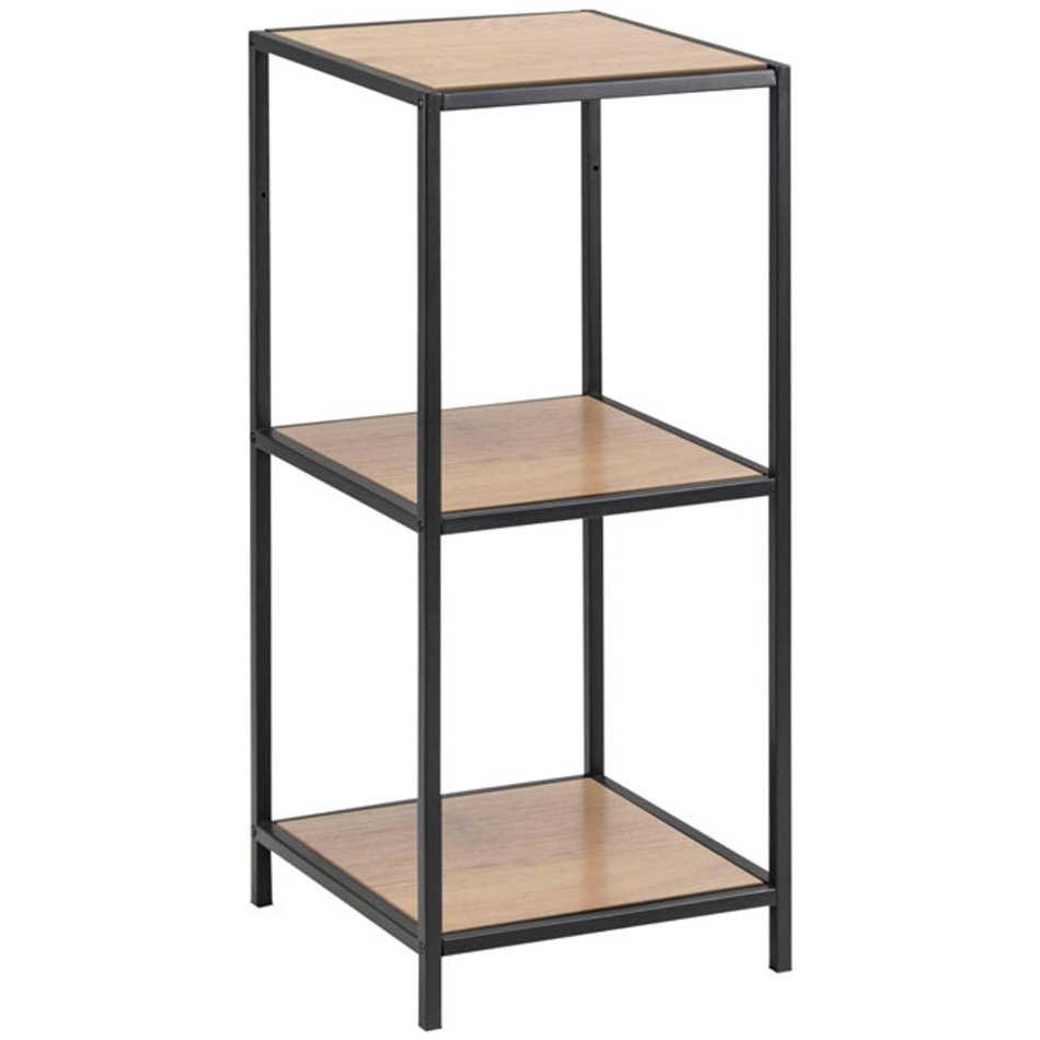 Книжная полка Seaford, дуб/черная, H82.5x35x37см