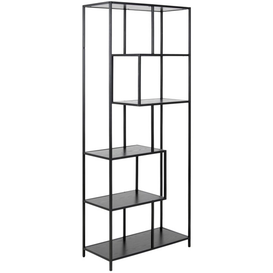 Книжная полка Seaford V, черная, H185x77x35см