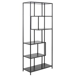 Книжная полка Seaford V, черная, H185x77x35см