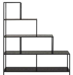 Bookcase Seaford II, ash/black frame, H150x135x35cm