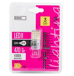 LED Bulb neutral white, G9 4.2W, 470lm, 4000K