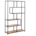Bookcase Seaford, oak/black frame, H185x114x35cm