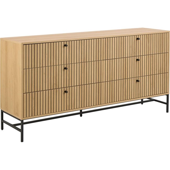 Chest of drawers Albany, natural color, H80x158x40cm 