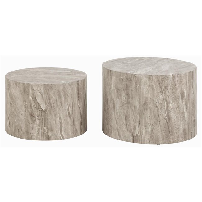 Coffee table set Aice, grey marble look, H40xD58cm 