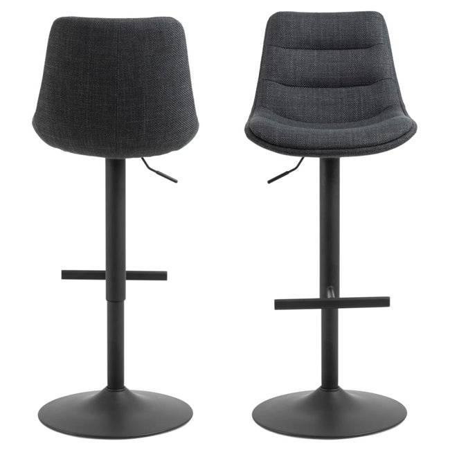 Bar chair Aisa, set of 2 pcs, dark grey, H95x47x52.5cm, seat height 65-86cm