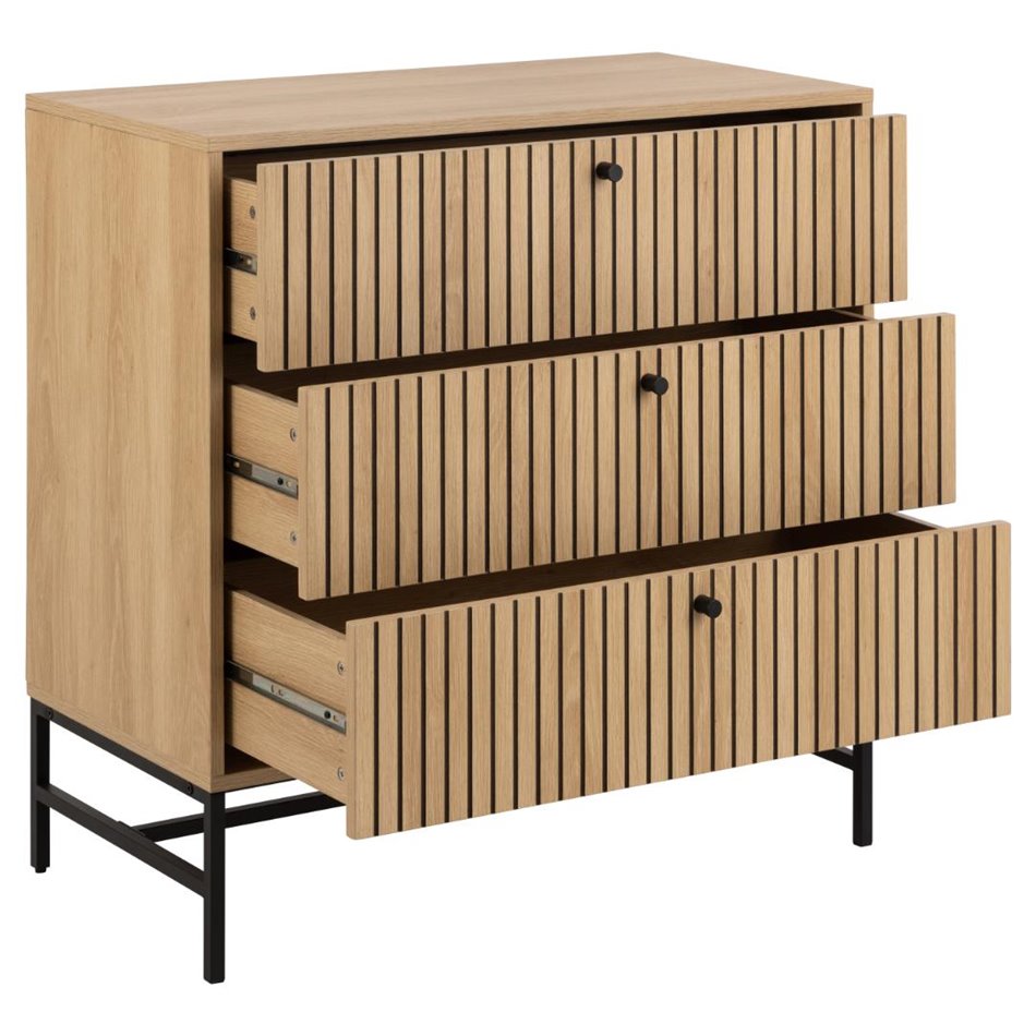 Chest of drawers Albany, natural color, H80x81x40cm 