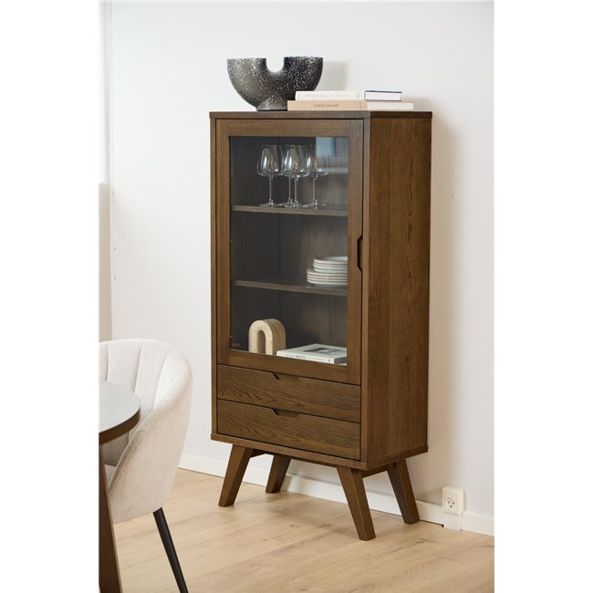 Display cabinet Alina, brown, H145x72x36cm 
