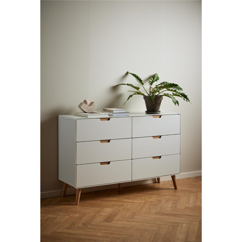 Chest of drawers Alovell, white, H90x135x40cm 