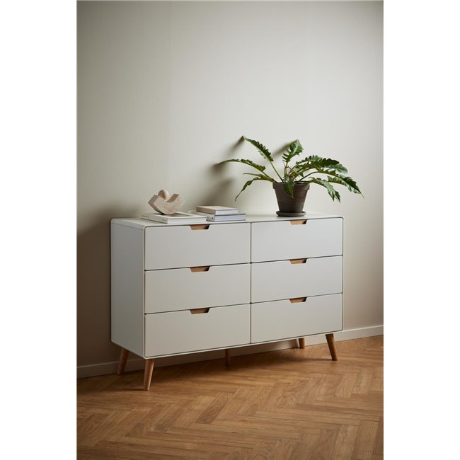 Chest of drawers Alovell, white, H90x135x40cm 