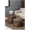 Coffee table set Aice, brown marble look, H40xD58cm 