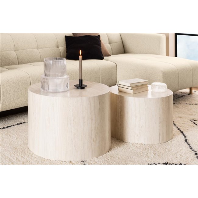 Coffee table set Aice, beige, H40xD58cm 