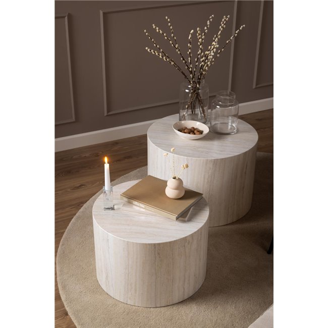 Coffee table set Aice, beige, H40xD58cm 