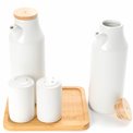 Oil and vinegar set, bamboo/ceramic,15.3 x13.3 x18cm