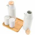 Oil and vinegar set, bamboo/ceramic,15.3 x13.3 x18cm