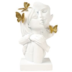 Deco figurine Love, white/gold color, H21.5x15x13.5cm