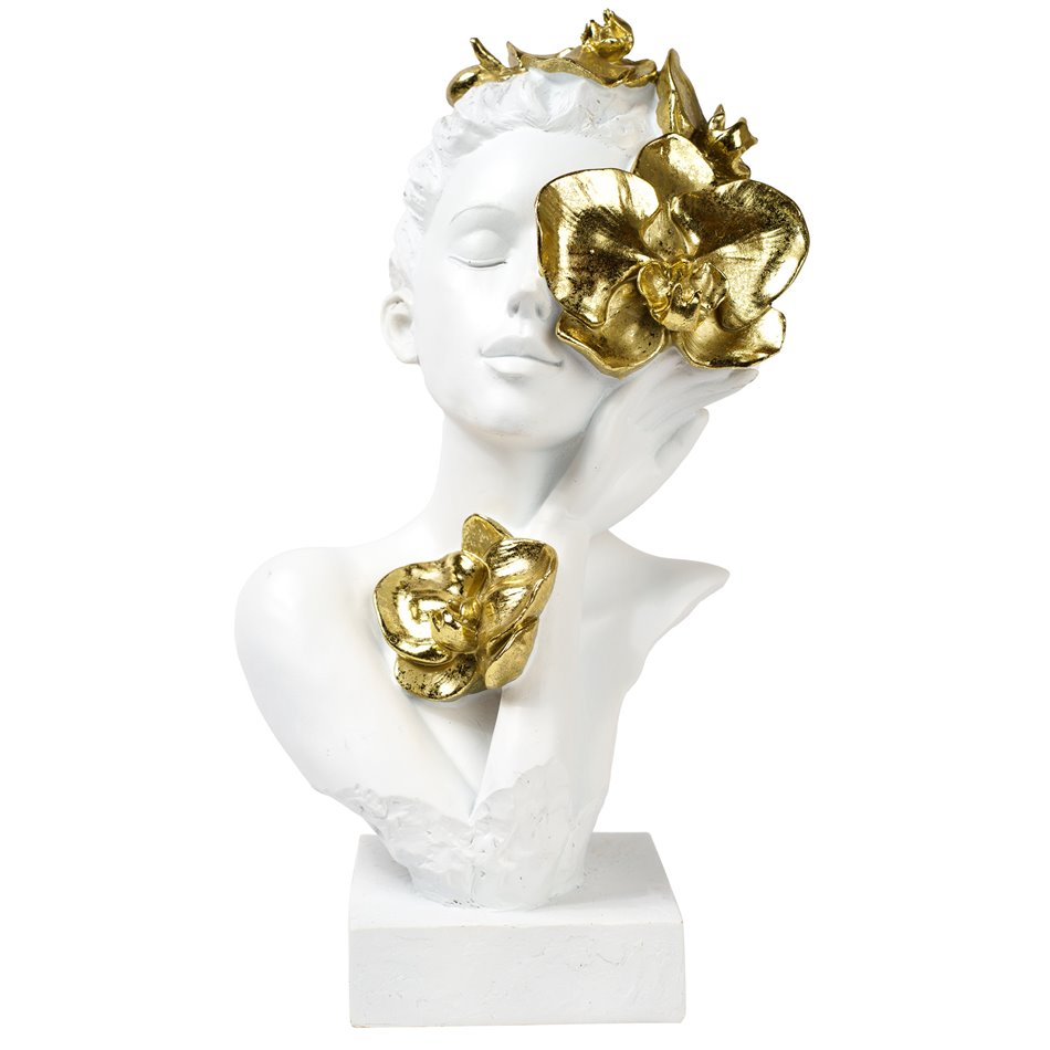 Декоративная фигурка Otilia, белый/золотой цвет, H31x18.5x16.5cm