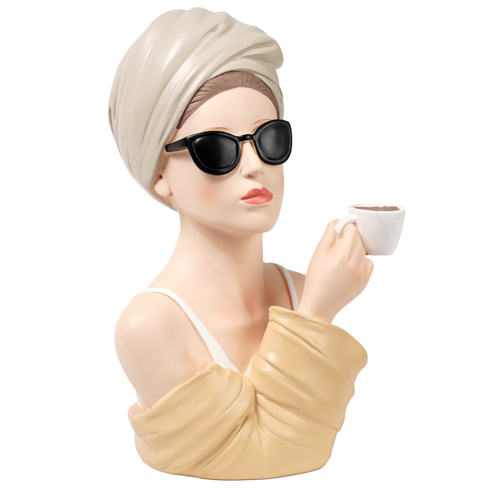Deco figurine Mery with coffee, H29x20x18.5cm