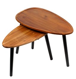 Приставной стол комплект Gigogne, акация/сосна дерево, H40x60x39cm, H31x50x34.5cm