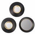 Wall mirror Convex, set 3, black/gold color, D25.5x2.5cm