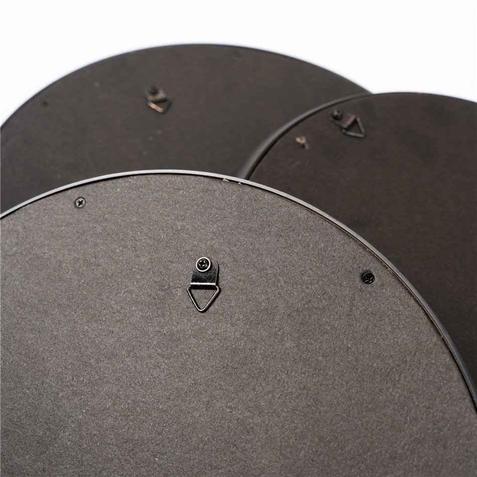 Wall mirror Convex, set 3, black/gold color, D25.5x2.5cm