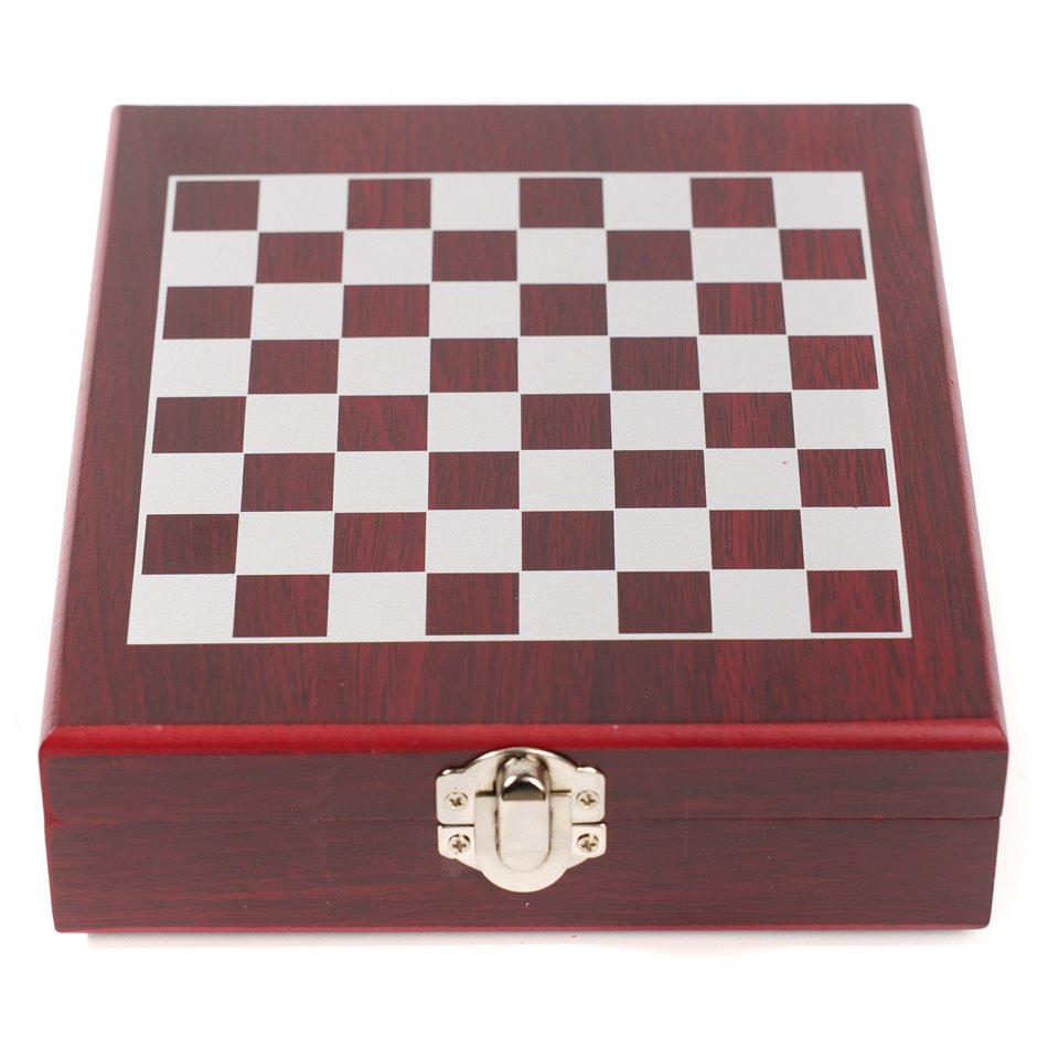 Wine set of 4, with chess board and pieces, H4.5x16.7x14.7cm