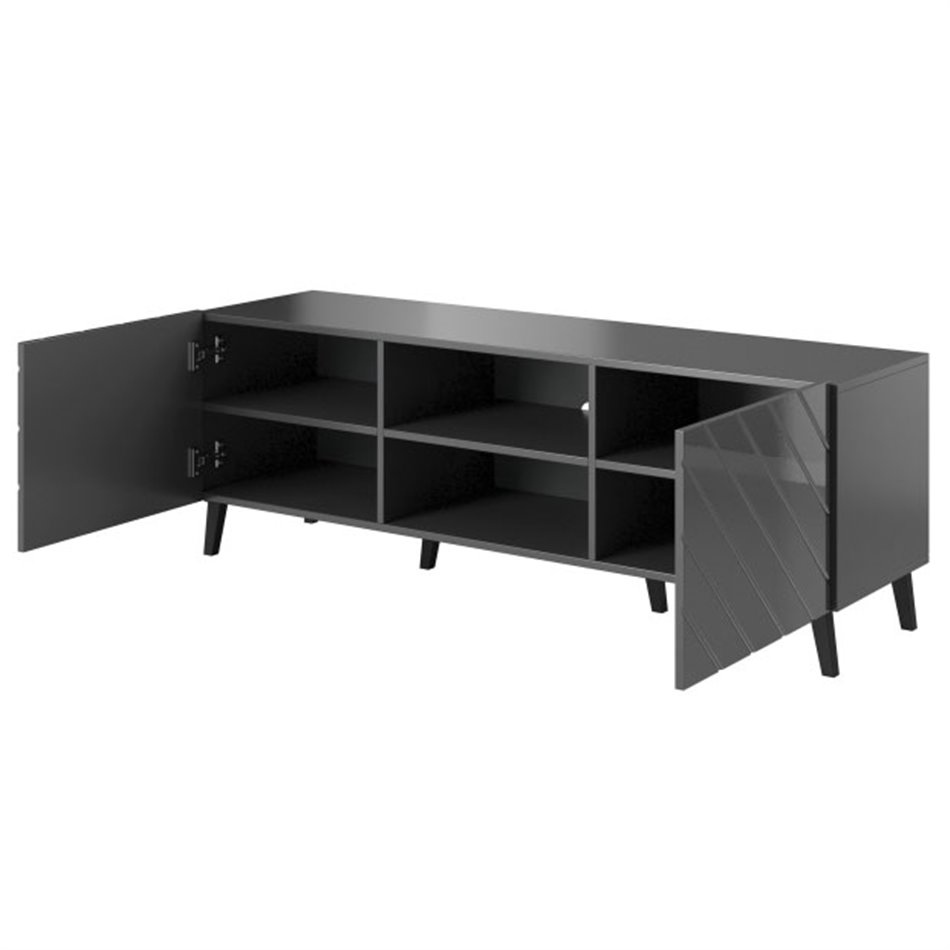 TV table Habeto, grey, chipboard/plastic, 150x41.6cm, H52cm 